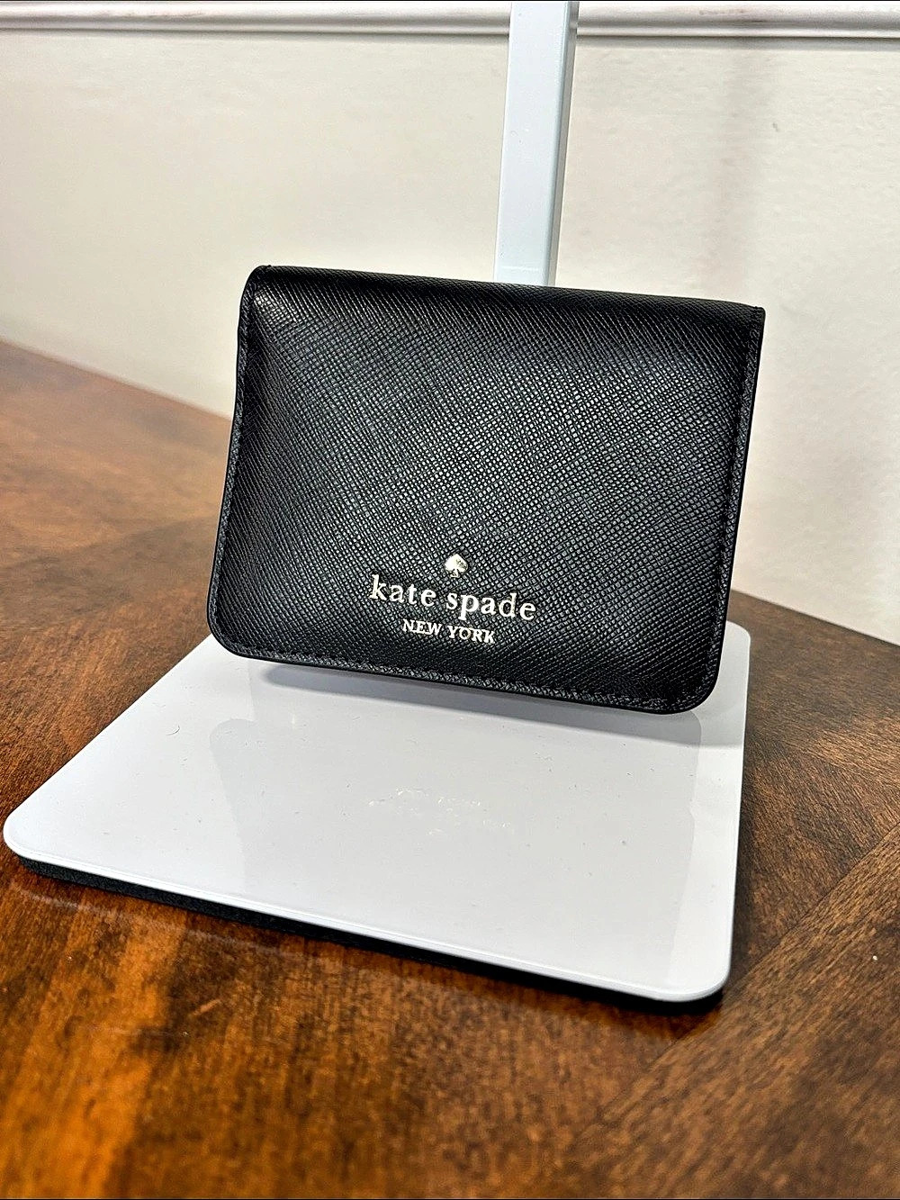 Kate Spade Black Saffiano Leather Compact Snap Wallet- New - Picture 2 of 8